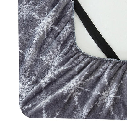 Elegant Comfort Luxuriously Soft 4-Piece Holiday Velvet Plush Flannel Sheet Set - Premium Quality - Cozy Warm, Christmas Fuzzy Velvet Flannel Fleece Deep Pocket Sheet Set - Cal King, Gray Snowflake