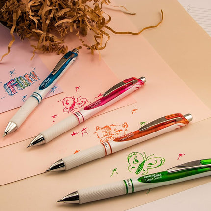 Pentel EnerGel Pearl Deluxe Retractable Liquid Gel Ink Pens, 0.7mm Point, Black Ink. (Box of 12)