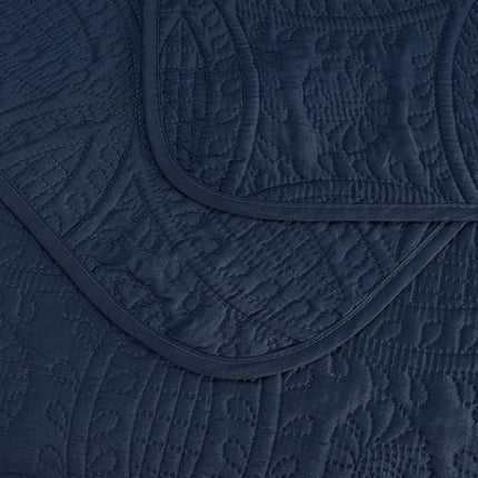 Chezmoi Collection Austin 3-Piece Oversized Bedspread Coverlet Set (Queen, Navy)