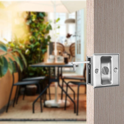 Eco-Fused Pocket Sliding Door Lock - Brushed Nickel Privacy Door Pull with Lock - Reversible - Compatible with Most Doors - Easy Grip - Doors with Thickness 1-3/8” (3.49 cm)