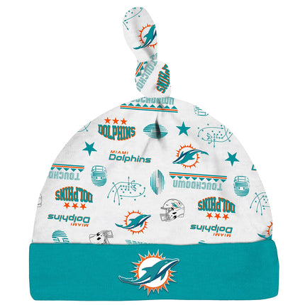 Gerber Conjunto de 3 piezas para bebé de la NFL, body, pijama y gorro, Miami Dolphins, 6-9 meses