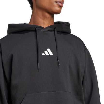 adidas Men's Essentials Feelcozy Fleece Hoodie, Black/White, L Tall