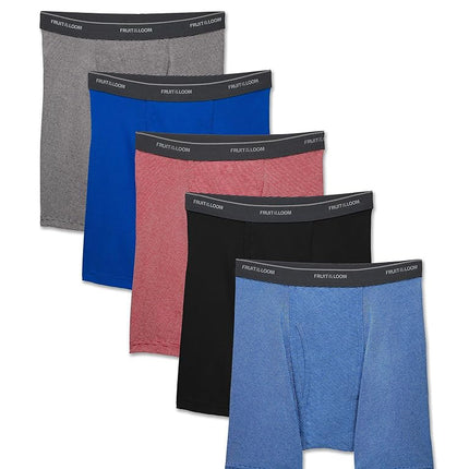 Fruit of the Loom Mens 5-Pack No Ride Up Boxer Brief Boxer Briefs - Assorted -