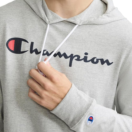 Champion Men's, Midweight, Soft and Comfortable T-Shirt Hoodie Jacket, Oxford Gray Script, XL