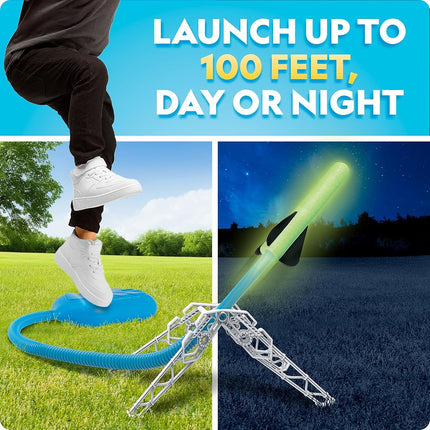 National Geographic Air Rocket Launcher Toy - Launch Glow in the Dark Rockets up to 30 Meters, Kids Outdoor Toys, Toys for Kids 8-12, Glow in the Dark Toys, Rocket Kit, Fun Outdoor Toys for Kids