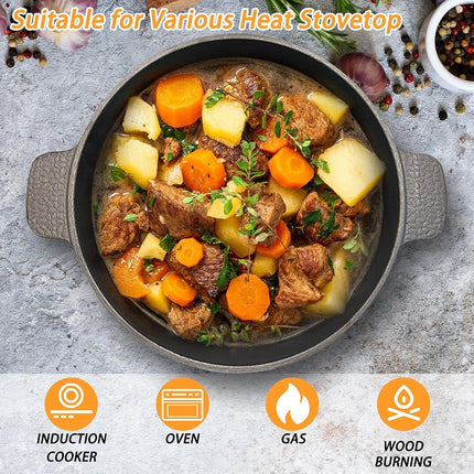 KOOMADE Dutch Oven Pot with Lid- 5.2 Quart Enameled Cast Iron Round Dutch Oven Stockpot With Dual Handles- Oven Safe up to 500°F, Heavy Duty Nonstick Cookware Safe for Bread Baking, Stews, Braising