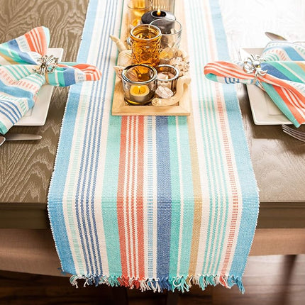 DII Seashore Collection Beach House Décor, Table Runner, 13x72, Seashore Stripe