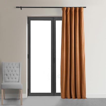 HPD Half Price Drapes Signature Velvet Thermal Blackout Curtains for Living Room 108 Inch Long (1 Panel) Rod Pocket Insulated Blackout Curtains for Bedroom Window Curtains, 50W x 108L, Burnt Pumpkin