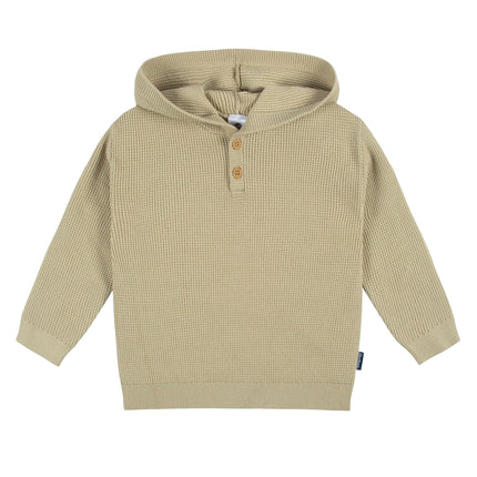 Gerber Baby Boys Toddler Sweater Knit Hooded Top and Pant Set, Tan, 5T