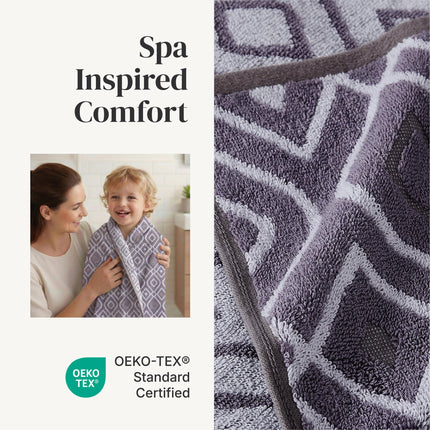 Amrapur Pacific Coast Textiles 6 Pc Yarn Dyed Towel Oxford Gray Lavender, 6-Piece