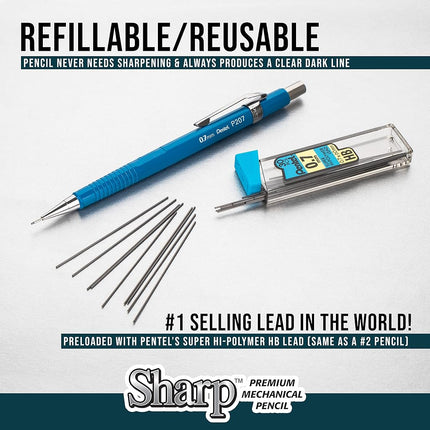 Pentel Sharp Mechanical Pencil (0.7mm), Blue Barrel 5 Pack