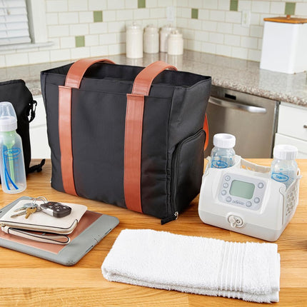 Dr. Brown's Breast-Pump Carryall Storage Diaper and Tote Bag - Black and Brown