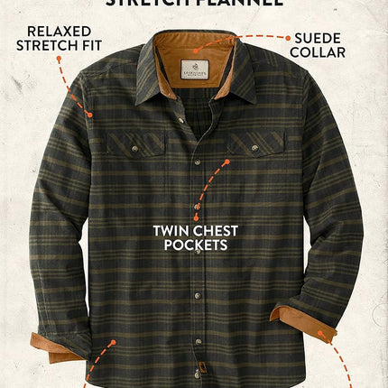 Legendary Whitetails Men's Legendary Flannel Shirt, Army Melange, 4X-Large