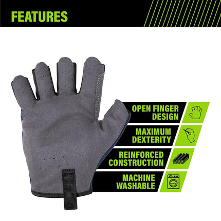 AWP Pro Fingerless Work Gloves for Men And Women, Form-Fitting Performance Design, Large