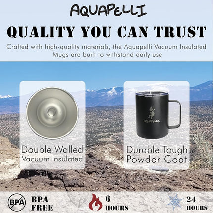 Aquapelli Vacuum Insulated Mug with Handle, 12 oz
