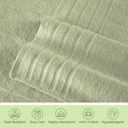 Elegant Comfort 4 Lines Viscose Stripe 6-Piece Premium Towel Set - 100% Turkish Cotton High Absorbent Luxury Bathroom Towels – Includes 2 Washcloths, 2 Hand Towels and 2 Bath Towels Set, Mint Green