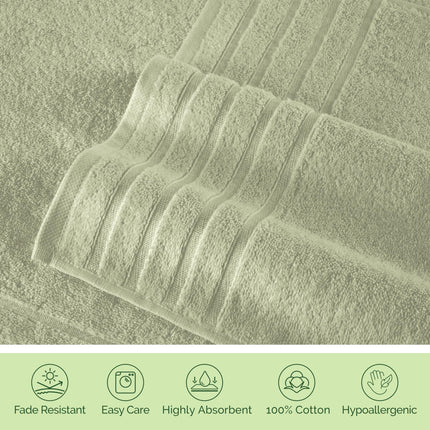 Elegant Comfort 4 Lines Viscose Stripe 6-Piece Premium Towel Set - 100% Turkish Cotton High Absorbent Luxury Bathroom Towels – Includes 2 Washcloths, 2 Hand Towels and 2 Bath Towels Set, Mint Green