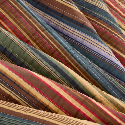 Chezmoi Collection Avery 3-Piece Multi-Color Striped 100% Washed Cotton Quilt Set King Size