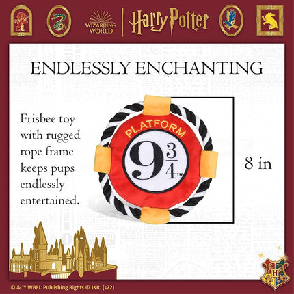 Harry Potter: 9 3/4 Platform Frisbee Pet Toy | Frisbee for Dogs in Harry Potter Themed Design | Harry Potter Dog Toy Platform 9 3/4 Rope Frisbee Toy for Dogs