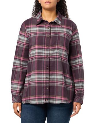 Dickies Womens L/S Plaid Shirt-Plus, Plum Perfect,