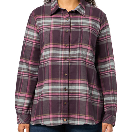 Dickies Womens L/S Plaid Shirt-Plus, Plum Perfect,