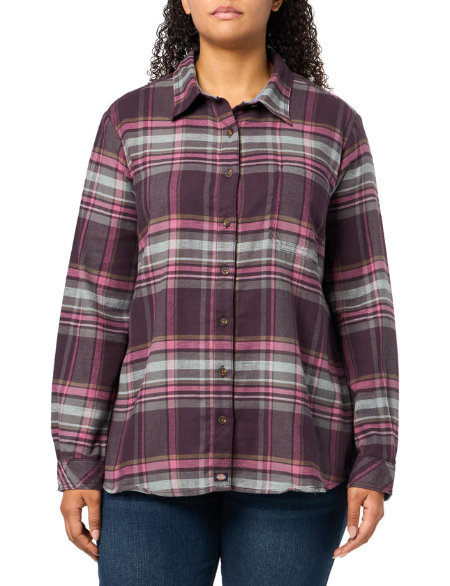 Dickies Womens L/S Plaid Shirt-Plus, Plum Perfect,