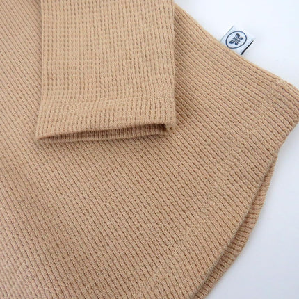 HonestBaby 5-pack Waffle Henley Long Sleeve Shirts 100% Organic Cotton for Infant Baby and Toddler Boys, Unisex, Sandstorm, 0-3 Months