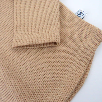 HonestBaby 5-pack Waffle Henley Long Sleeve Shirts 100% Organic Cotton for Infant Baby and Toddler Boys, Unisex, Sandstorm, 0-3 Months