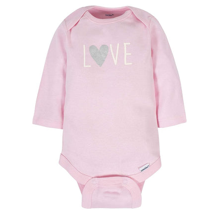 Gerber Baby Girls' 6-pack Long-sleeve Onesies Bodysuits, Bunny, 3-6 Months