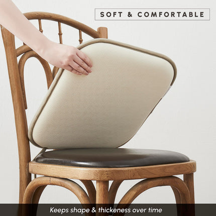 Elegant Comfort 2 Pack Chair Cushion Covers - Skid-Proof Rubber Backing - 16 x 16 Inch - Thick Dining Square Shape Seat Covers - Comfortable Textured Chair Pads with Ties - Chevron Pattern, Beige