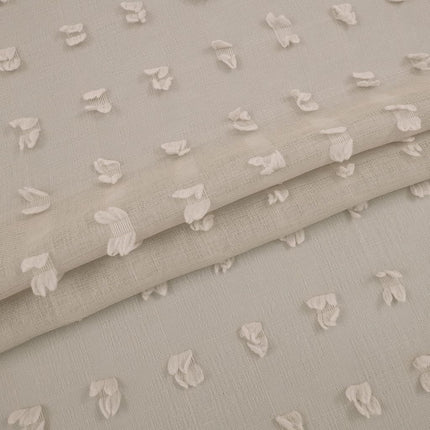 KOUFALL Taupe Small Window Curtain for Bathroom,Boho Pom Pom Textured Earthy Neutral Semi Sheer Short Curtains for Kitchen,52 by 45 Inch Length