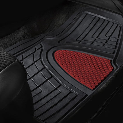 FH Group Automotive Floor Mats - Heavy-Duty Rubber Floor Mats for Cars, Universal Fit Full Set, Climaproof Floor Mats, Trimmable Floor Mats for Most Sedan, SUV, Truck Floor Mats Burgundy