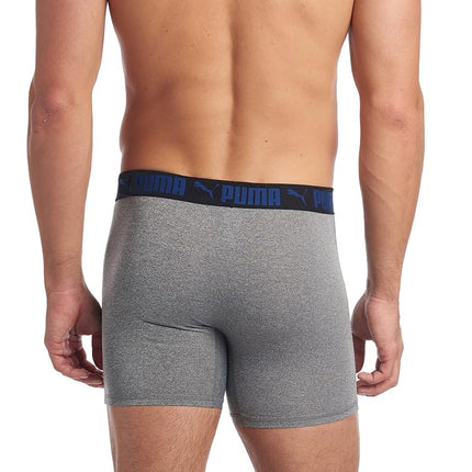 PUMA Men's 3 Pack Athletic Fit Boxer Briefs, Star Sapphire, S