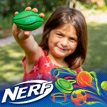 Nerf Franklin Sports Micro Foam Sports Ball Set - 3pc Kids Foam Mini Football, Soccer Ball, Basketball - Green, Orange, Red