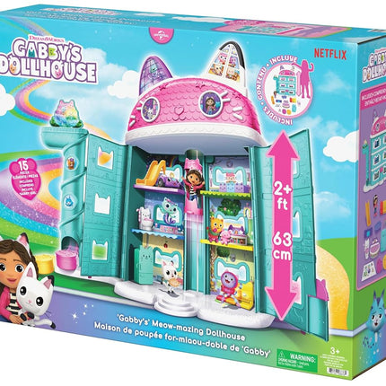 DreamWorks Gabby's Dollhouse Gabby's Meow-Mazing Dollhouse, Over 2 Feet Tall with 15 Pieces - Featuring Lenticular Eyes, Toy Figures, and Pretend Play Toys for Kids, Ages 3+