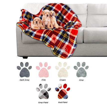 Waterproof Pet Blanket - 50x60 Reversible Plaid Throw Protects Couch, Car, Bed from Spills, Stains, or Fur - Dog and Cat Blankets by Petmaker (Red)