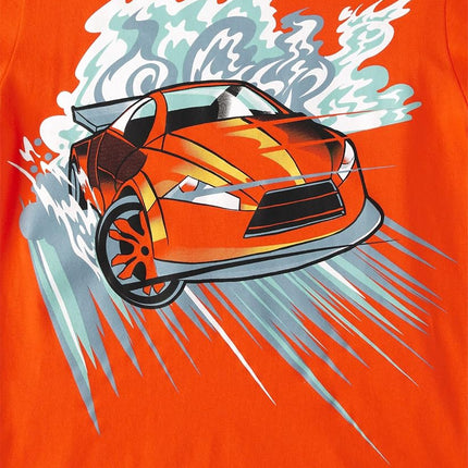 The Children's Place Boys' Dino Short Sleeve Graphic T-Shirts, Multipack, Dino/Dinos Run/Red Car, Large