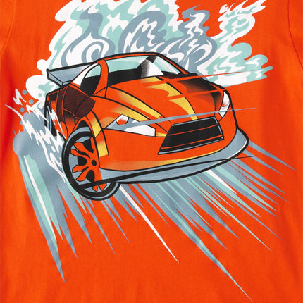 The Children's Place Boys' Dino Short Sleeve Graphic T-Shirts, Multipack, Dino/Dinos Run/Red Car, Small