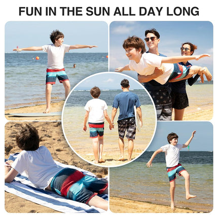 Kanu Surf Short de bain de plage Réfléchissant à séchage rapide UPF 50+ pour garçons, Zipline Marine/Rouge, 7
