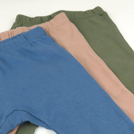 HonestBaby Multipack Harem Pants Roomy Fit Pull on Bottoms 100% Organic Cotton for Infant Baby Boys, Girls, Unisex, 3-Pack Earthy Blues, 6-9 Months