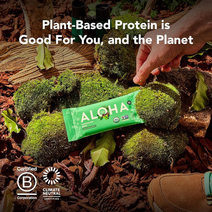 ALOHA Organic Plant Based Protein Bar, Vanilla Almond Crunch, 1.9 oz, 12 Count, Vegan, Gluten Free, Non-GMO, Stevia Free, Soy Free, Dairy Free