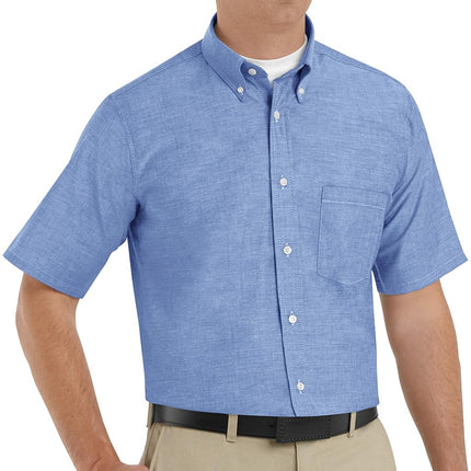 Red Kap Men's Executive Oxford Dress Shirt, Short Sleeve - - X-Large Light Blue