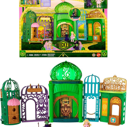 Mattel Universal Pictures’ Wicked Emerald City Playset with Glinda & Elphaba Small Dolls, 5 Play Spaces & 15 Accessories, Inspired by the Movie, JFM22