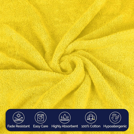 Elegant Comfort Premium Turkish Cotton 6 Pack Washcloths Set - 13 x 13 inch, Luxurious Hotel Spa Quality 100% Turkish Cotton 6PC Washcloth Set - Highly Absorbent - Soft Bathroom Towels, Yellow