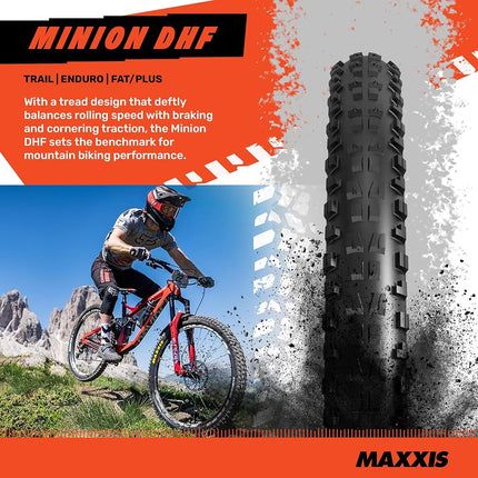 Maxxis Minion DHF Folding Dual Compound Exo/tr Tyre - Black, 27.5 x 2.50-Inch