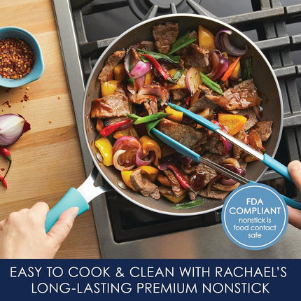 Rachael Ray Cook + Create Sartén/Wok Antiadherente para Saltear, 10.5 Pulgadas, Azul Agave