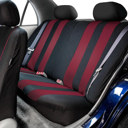FH GROUP FH-FB036217 Striking Striped Seat Covers Burgundy/Black Color- Fit Most Car, Truck, Suv, or Van