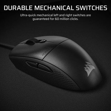 Corsair M55 Wired Lightweight FPS Gaming Mouse – 16,000 DPI – Six Programmable Buttons – Textured Side Grips – Black