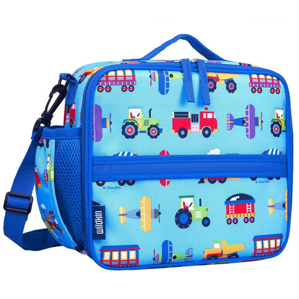 Wildkin Kids ECO rPET Insulated Lunch Box – Keeps Food Hot or Cold, Easy-Clean Lining, Mesh Pockets & BPA-Free – Boys & Girls, Ideal for School, Travel & Daycare – Trains, Planes & Trucks