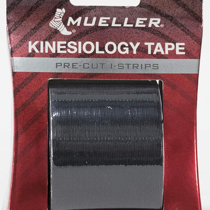 Mueller Kinesiology Tape 20 Pre-Cut I-Strip Roll, Black 20 count
